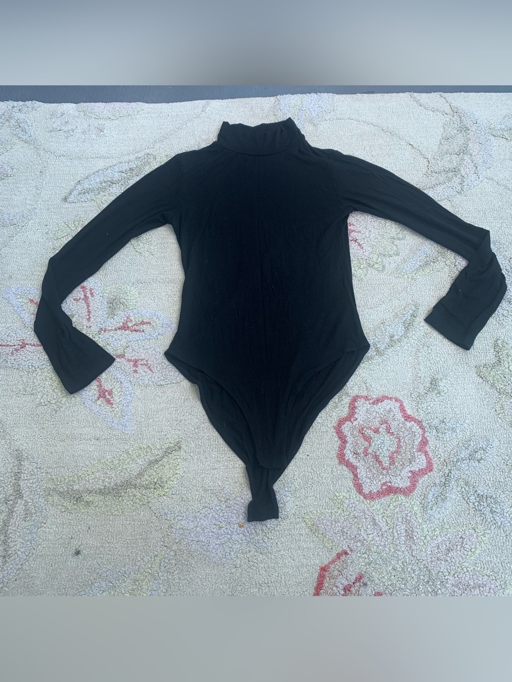 MANGOPOP Black Ribbed Mock Neck Long Sleeve Bodysuit size small